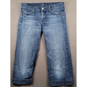 7 for All Mankind Dojo Jeans Womens 28x19 Blue Cropped Wide Leg Low Rise USA
